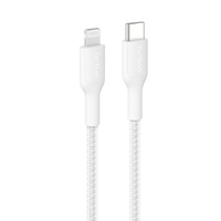 Belkin BoostCharge Pro Braided Lightning to USB-C Cable (2M) - White (CAA022fq2MWH), 3A 15W, 480Mbps,350K Bends,Apple, MFI-Certified,2 Years Warranty