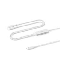 Belkin BoostCharge Pro Braided USB-C to Dual USB-C Cable (1.5M) - White (CAC004fq1.5MWH), 140W, 480Mbps, 350K Bends, Apple, 2 Years Warranty
