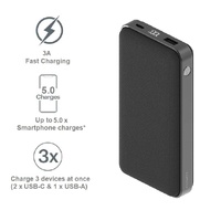 Cygnett ChargeUp Reserve 2nd Gen 20K mAh Power Bank - Black (CY3702PBCHE), 30W Fast Charging, USB-C to USB-C Cable (40cm), Charge 3 Devices At Once