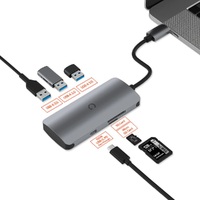 Cygnett Unite SlimMate 6-in-1 USB-C Hub with 100W Power Delivery 3xUSB-A 3.0 1xUSB-C 1xSD 1xMicro SD High-Speed Data Transfer 15cm Cable Length