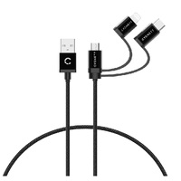Cygnett 3-in-1 (USB-A to Lightning + USB-C + Micro-USB) Cable (1M) - Black (CY3571COCAB), 2.4A/12W, MFi, Fast Charging for iPhone & iPad, 2 Yr. WTY.