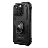 Cygnett Apple iPhone 15 Pro Max (6.7 inch) Rugged Case - Black (CY4635CPSPC) Integrated kickstand Secure and magnetic disk mount 6ft drop protection