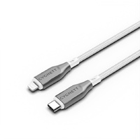 Cygnett Armoured Lightning to USB-C (2.0) Cable (1M) -White(CY4668PCCCL),30W,Braided, 480Mbps Transfer, Fast Charge iPhone iPad, MFi, 5 Years Warranty