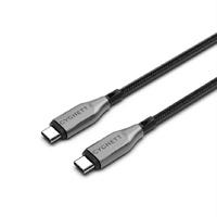 Cygnett Armoured Braided USB-C to USB-C (2.0) Cable (2M) - Black (CY4676PCTYC), 5A 100W, 480Mbps, Turbo Charge, Best for Laptop, 5 Years Warranty
