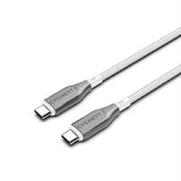 Cygnett Armoured Braided USB-C to USB-C (2.0) Cable (3M) -White (CY4679PCTYC), 5A 100W, 480Mbps, Turbo Charge, Best for Laptop, 5 Years Warranty
