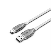 Cygnett Armoured Braided USB-C to USB-A (2.0) Cable (1M) - White (CY4682PCUSA), 3A 60W, 480Mbps, Turbo Charge, Best for Laptop, 5 Years Warranty