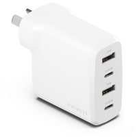 Cygnett PowerPlus 45W Multi Port Fast Wall Charger - White((CY4769PDWCH), 2xUSB-C PPS (45W),2xUSB-A (20W),Compact,Lightweight,2 Years Warranty