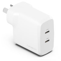 Cygnett PowerPlus 35W Dual Port USB-C PD Fast Wall Charger -White(CY4774PDWCH),2xUSB-C(35W), Best for iPhone,Samsung fts PPS  USB-C Devices, 2 Years W