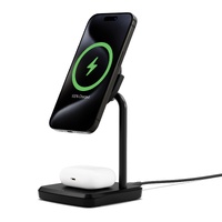 Cygnett ChargeBase Qi2 2-in-1 Magnetic 15W Wireless Charger - Black (CY5067BUNCP),1.2M USB-C Cable,25W Wall Charger,80 degree Swivel Head,2 Years Warr