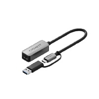 Cygnett Unite USC-C to 2.5Gbps Ethernet Adapter-White(CY5410CYHUB),2.5GBPs Transfer Speed, Integrated 15cm cable,USB-C to USB-A Adapter,2Year Warranty