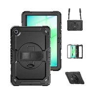 USP Rugged Samsung Galaxy A11 Tab A9 (11 ft) Case Black - Built-in-Kickstand, Adjustable Hand Strap, Shoulder Strap, DropProof, ShockProof