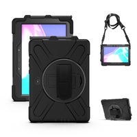 Generic Rugged Samsung Galaxy Tab Active4 Pro (10.1 inch) Case Black - Built-in-Kickstand Adjustable Hand Strap Shoulder Strap Pen Holder DropProof