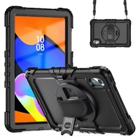 USP Rugged Lenovo Idea Tab 11 (11 ft) Case Black - Built-in-Kickstand, Adjustable Hand Strap, Shoulder Strap, Raised Edges, DropProof, 3 Year Warranty