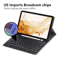 Generic Samsung Galaxy Tab A9 (11 inch) Keyboard Case Black - Magnetic PU Leather Covering Front  Rear Facing Camera Holes