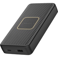 OtterBox Fast Charge Wireless Power Bank 15K mAh - Black (78-80640) Dual Ports (USB-C 18W  USB-A 18W) 10W Qi Wireless 15cm USB-C Cable Sleek