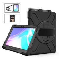 Rugged Samsung Galaxy Tab Active3 (8') Case - Black,  Shockproof, Dustproof, 360 Rotatable Hand Strap, 3 Layers Heavy Duty Protection