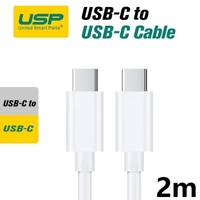 USP USB-C to USB-C (3.1) Mini Cable (2M) - White 3A High Performance Durable 8K Bend Samsung GalaxyApple iPhoneiPadMacBookGoogleOPPONokia