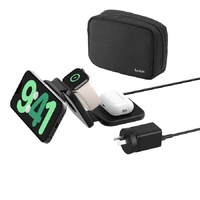 Belkin BoostCharge Pro 3-in-1 Magnetic Wireless Travel Pad 15W With Qi2 - Black(WIZ024auBK),36W USB-C PSU,1.5m USB-C to USB-C Cable,2 Years Warranty