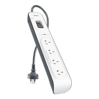 Belkin BSV400 4-Outlet 2-Meter Surge Protection Strip, Complete Three-line AC protection, Protects Against Spikes And Fluctuations, CEW $20,000,2YR