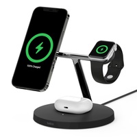 Belkin BOOST CHARGE PRO 3-in-1 Wireless Charger with MagSafe 15W - Black(WIZ009auBK), Charge All Your Apple Gear, All at Once