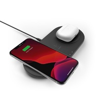 Belkin BoostCharge 15W Dual Wireless Charging Pads - Black (WIZ008auBK) Qi-Compatible Non-Slippery2-in-1 Fast Wireless ChargerPSU Included2YR
