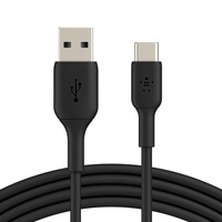 Belkin BoostCharge Braided USB-C to USB-A Cable (15cm 6in) - Black (CAB002bt0MBK)480Mbps10K bend Samsung GalaxyiPadMacBookGoogleOPPONokia2YR