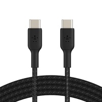 Belkin BoostCharge Braided USB-C to USB-C Cable (1m/3.3ft)-Black(CAB004bt1MBK),60W,480Mbps,10K+ bend,Samsung Galaxy,iPad,MacBook,Google,OPPO,Nokia,2YR