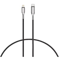 Cygnett Armoured Lightning to USB-C Cable (1M) - Black (CY2799PCCCL), 30W, Braided, 20K Bend, MFi, 0-50% Charge in 30mins, Fast Charge, 5 Yr. WTY.