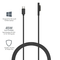Cygnett Essentials USB-C To Microsoft Surface Laptop Cable (1M) - Black (CY3034USCMS), 45W Fast Charging, Magnetic Connection, Quick & Safe,2 Yr. WTY.
