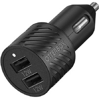 OtterBox USB-A Dual Port Car Charger - 24W - Black (78-52700), USB Battery Charging Standard 1.2, Smart, Compact design, Drop and Vibration Tested