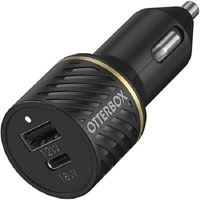 OtterBox 30W Dual Port Premium Car Charger - Black (78-52545), 1x USB-A (12W),1x USB-C PD (18W), Compact, Smart & Safe Charging,Charge Multiple Device