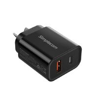 Simplecom CU220 Dual Port PD 20W Fast Wall Charger USB-C + USB-A for Phone Tablet