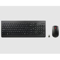 LENOVO Essential Wireless Combo Keyboard  Mouse 2.4GHz via Nano USB 3 Buttons Optical Mouse 1200DPI 3M Clicks (US English 103P)
