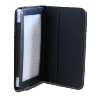 LeaderTab7 Folio Case Black Faux Leather. Camera hole rear