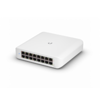 Ubiquiti UniFi Network Switch USW-Lite-16-POE 16-Port POE 45W (8) GbE PoE (8) GbE Ports Layer 2 Wall Mountable Fanless Cooling System.