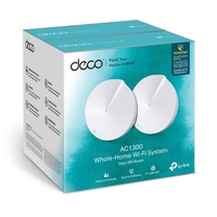 TP-Link Deco M5 (2-Pack) Whole Home Mesh Wi-Fi 1300Mbps System Built-In Antivirus Quality of Service Covers 350sqm 2xGbit Port USB-C BT Homecare