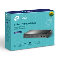 TP-Link TL-SF1009P 9-Port 10 100Mbps Desktop Switch with 8-Port PoE Up to 65W for 8 PoE ports Up to 30W for each PoE port