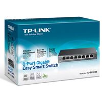 TP-Link TL-SG108E 8-Port Gigabit Easy Smart Switch Provides network monitoring traffic prioritization and VLAN Web-based user interface Fanless