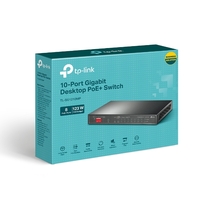 TP-Link TL-SG1210MP 10-Port Gigabit Desktop Switch with 8-Port PoEPORT: 8 Gigabit PoE Ports 2x Gigabit Non-PoE Ports 1 Combo Gigabit SFP SlotS