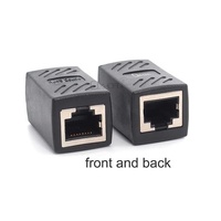 Oxhorn RJ45 Ethernet Inline 8 pins Coupler   Joiner Female to Female F-F Gold plated connections Black Retail bag