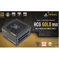 Antec HCG 850w 80+ Gold Fully Modular, 120mm FDB, Zero RPM, Full DC > DC, 100% Heavy Duty JAP Caps,2x EPS 8PIN, Compact Power Supply, PSU 10yrs Wty