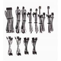 For Corsair PSU - WHITE/BLACK Premium Individually Sleeved DC Cable Pro Kit, Type 4 (Generation 4)
