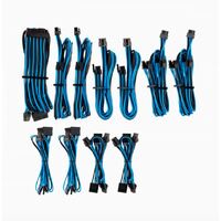 For Corsair PSU - BLUE BLACK Premium Individually Sleeved DC Cable Pro Kit Type 4 (Generation 4)