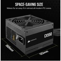 Corsair 550W CX Series 80 PLUS Bronze Certified Up to 88pct Efficiency  Compact 125mm design easy fit and airflow ATX PSU 2023