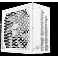 MSI MAG A1000GL PCIE5 ATX Power Supply Unit, 80 PLUS Gold, Fully modular flat cables, 0 RPM Mode, Active PFC design White