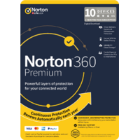 Norton 360 Premium, 100GB, 1 User, 10 Devices, 12 Months, PC, MAC, Android, iOS, DVD, VPN, Parental Controls, Retail Edition - Subscription