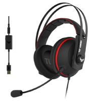 ASUS TUF GAMING H7 RED  PC/ PS4 /Nintendo Switch / Mobile / XBox Gaming Headset, Onboard 7.1 Virtual Surround, Inline Controls