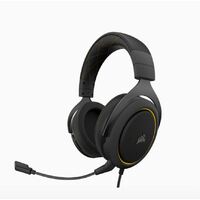 Corsair HS60 PRO Black Yellow Trim STEREO 7.1 Surround, memory foam, Discord Certified, PC and Console compatible Gaming Headset. Headphone (LS)