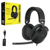 Corsair HS65 Carbon 7.1 Dolby Atoms Surround Wired Headset. All Day Comfort, Lightweight, Sonarworks SoundID Technology 3.5mm, USB PC, Mac, Headphone
