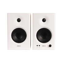 Edifier MR4 Studio Monitor - Smooth Frequency 1 inch Silk Dome Tweeter 4 inch  Diaphragm Woofer Wooden RCA TRS AUX Ideal for Content Creators -White (